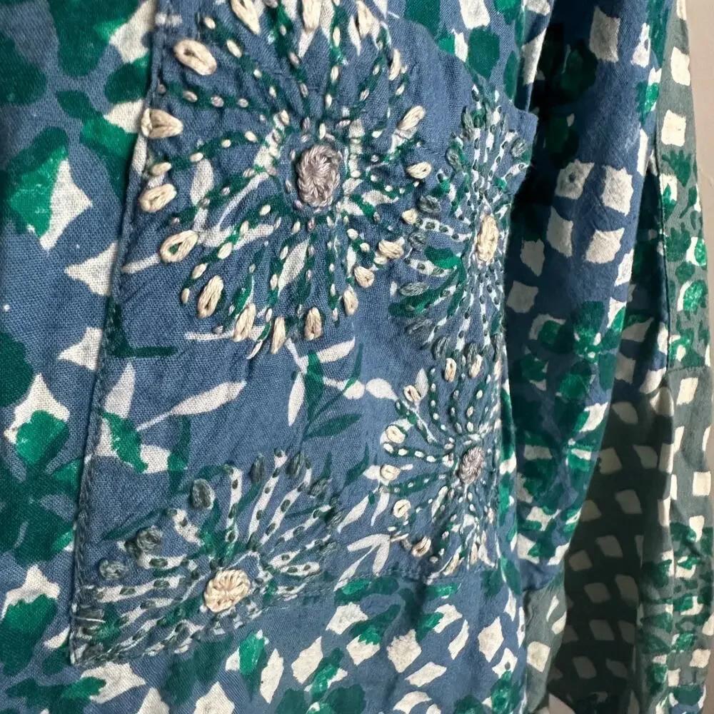 Marketplace Handwork of India Art to Wear Button Up Top Size XS/S Oversized - Picture 4 of 7